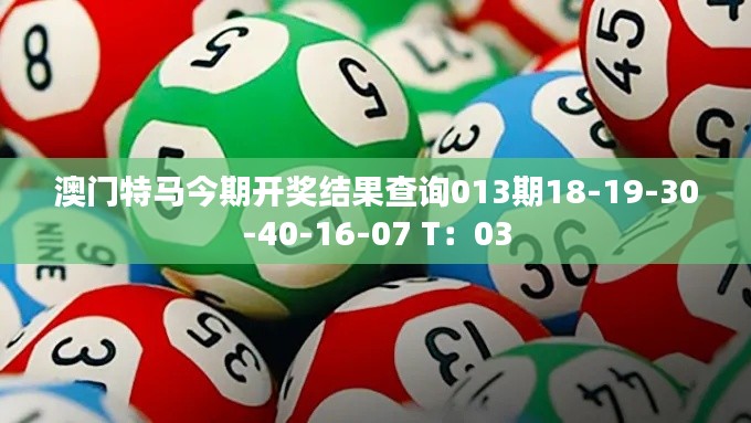 澳門特馬今期開獎結(jié)果查詢013期18-19-30-40-16-07 T：03