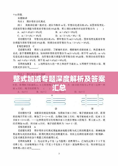 整式加減專題深度解析及答案匯總