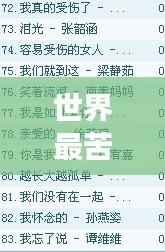 世界最苦情歌大盤點，情感深處的哀傷排名榜單揭曉！