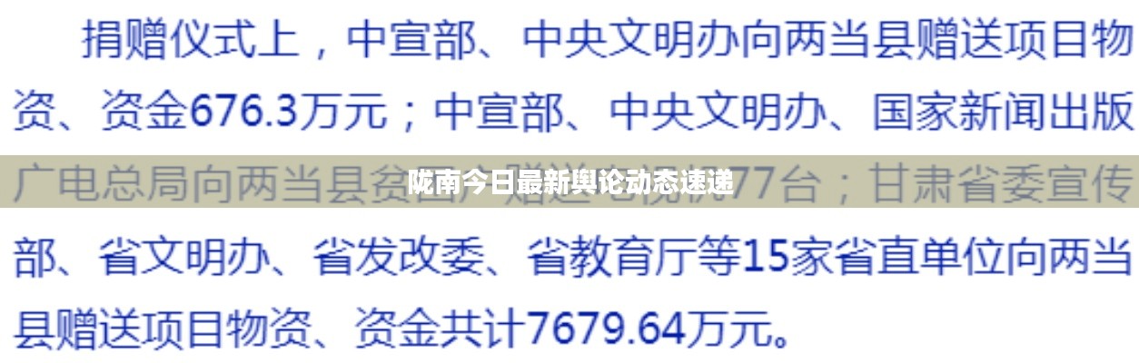 隴南今日最新輿論動(dòng)態(tài)速遞